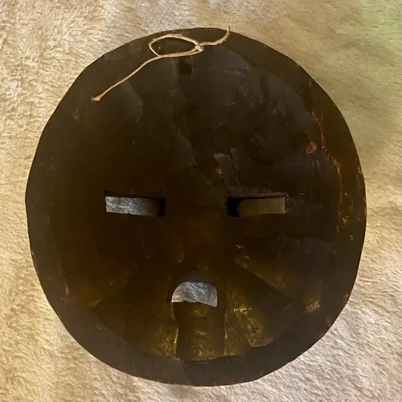 𝅺UNIQUE Ashanti Beaded Wood Mask Wall Decor Hand Carved & Authentic Round